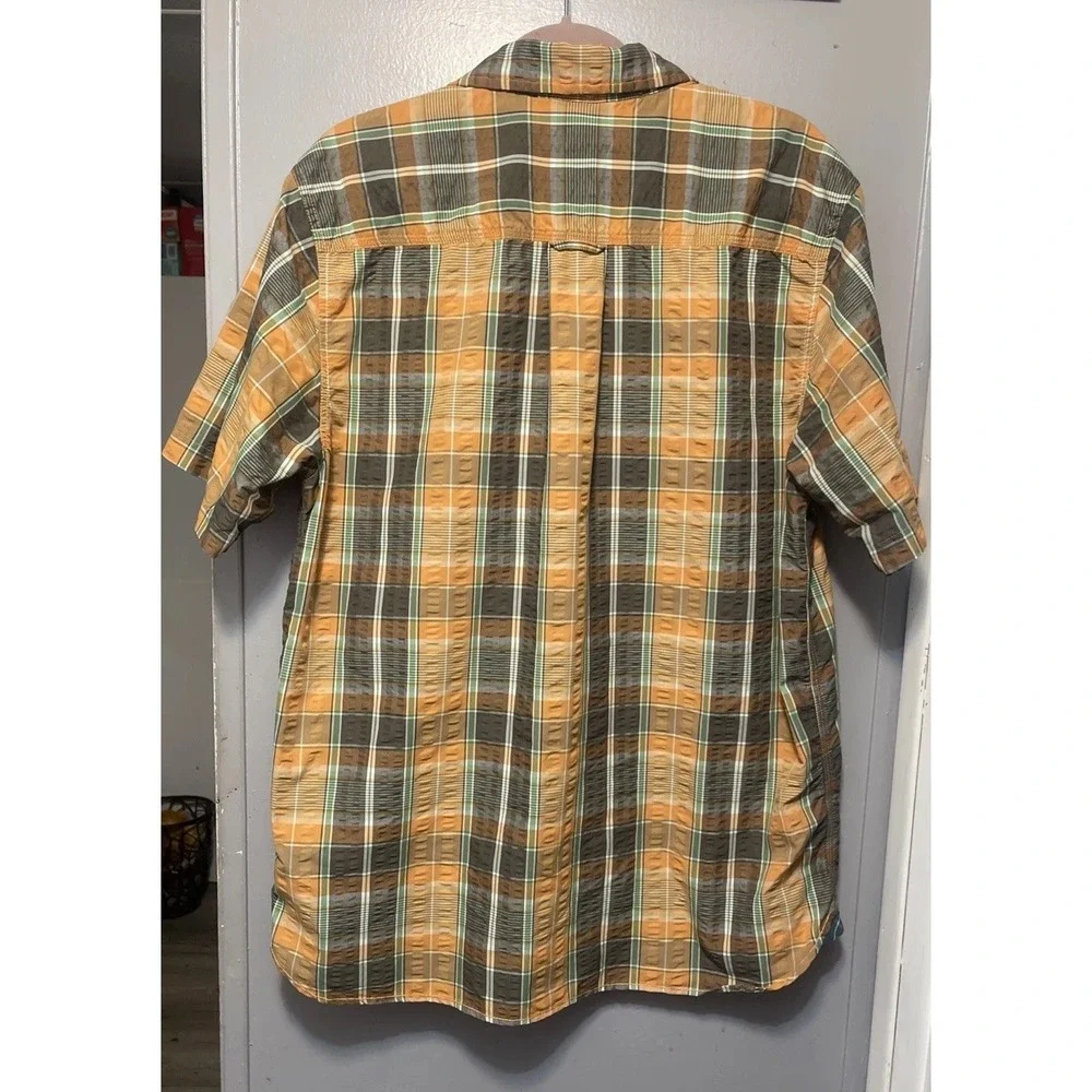 The North Face Men's Short Sleeved Plaid Button Up Shirt With Pocket XL yellow